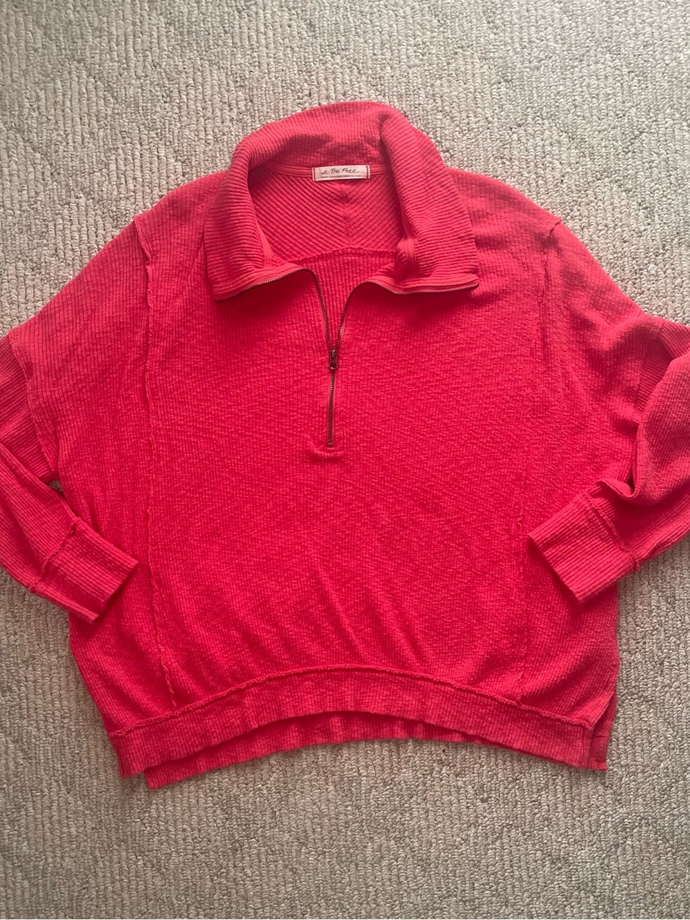 We The Free Red Half-Zip Cowl Sweater